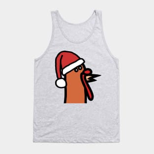 Portrait of Thanksgiving Turkey Wearing Christmas Santa Hat Tank Top